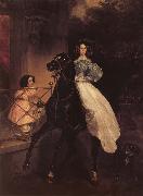 Karl Briullov Rider,Portrait of Giovannina and Amazillia Paccini oil on canvas